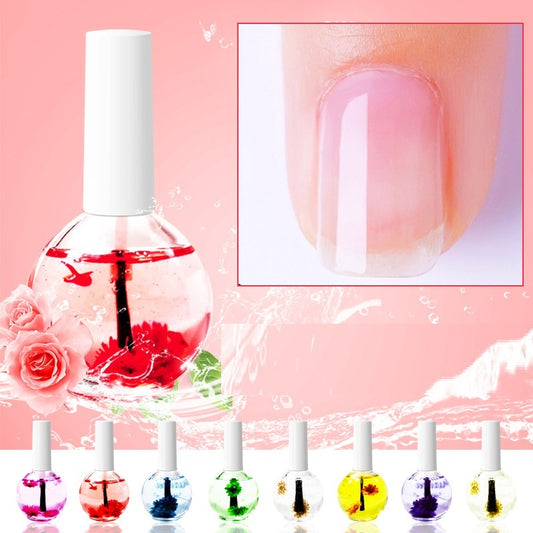 Beauté des ongles Fleurs séchées Nutrition Huile de traitement des ongles Hydratant Couche de base pour ongles Solution nutritive naturelle de fleurs séchées