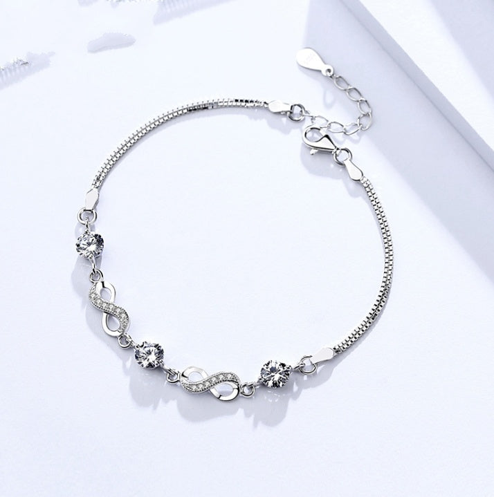 S925 Sterling Silver Bracelet Jewelry Diamond crystalfashionable female jewelry factory wholesale agent silver