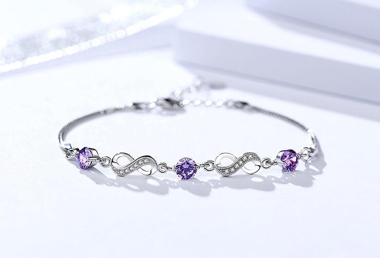 S925 Sterling Silver Bracelet Jewelry Diamond crystalfashionable female jewelry factory wholesale agent silver