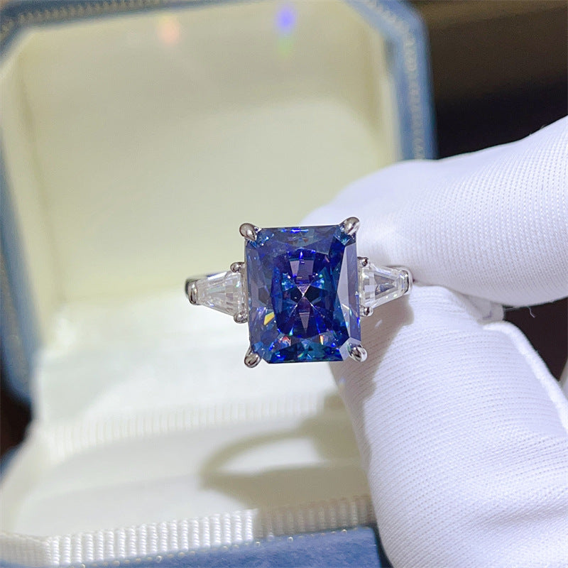 Sublime Bague en Moissanite Bleue Éblouissante bleu saphir