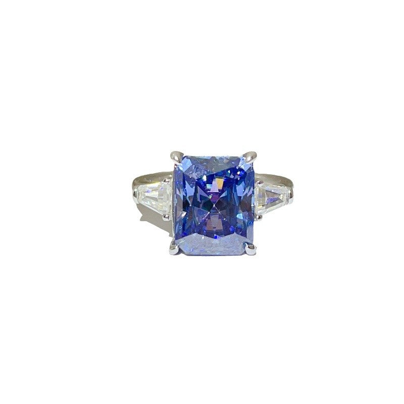 Sublime Bague en Moissanite Bleue Éblouissante bleu saphir