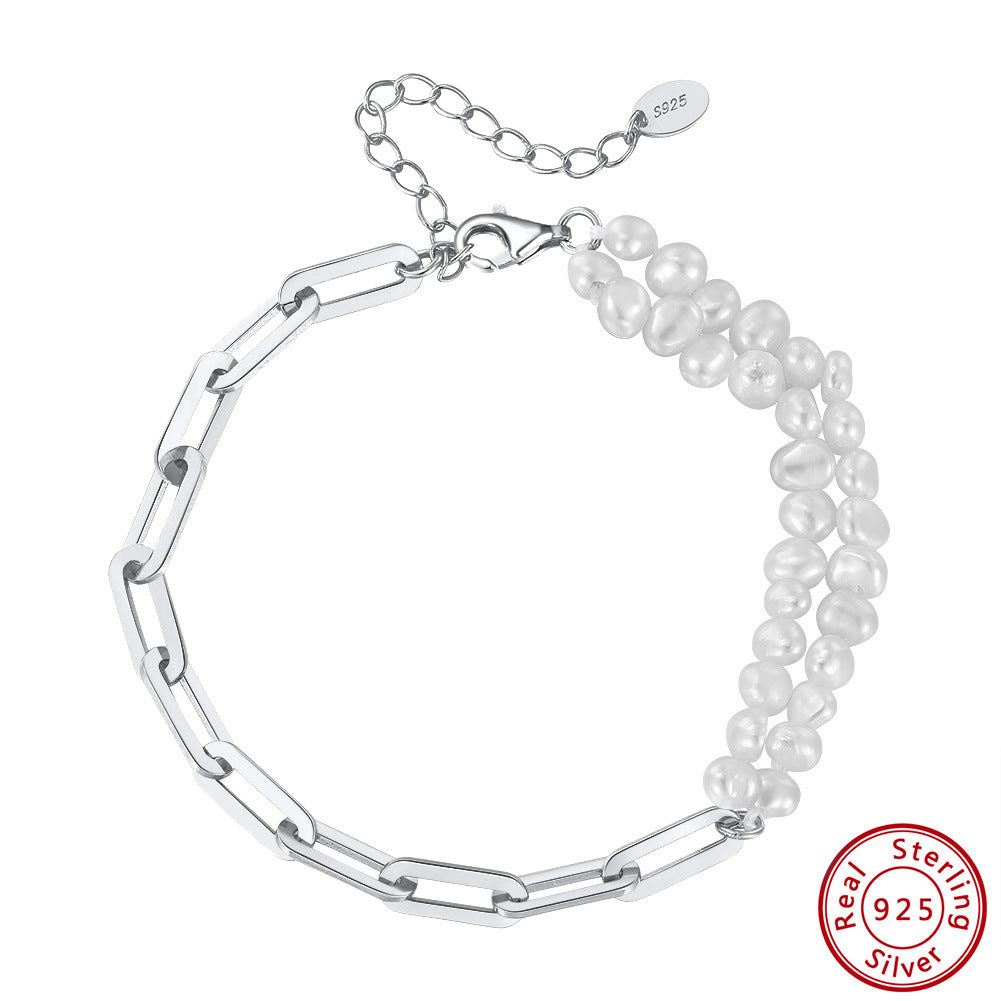 Adorable Bracelet de perles d’eau en argent sterling S925