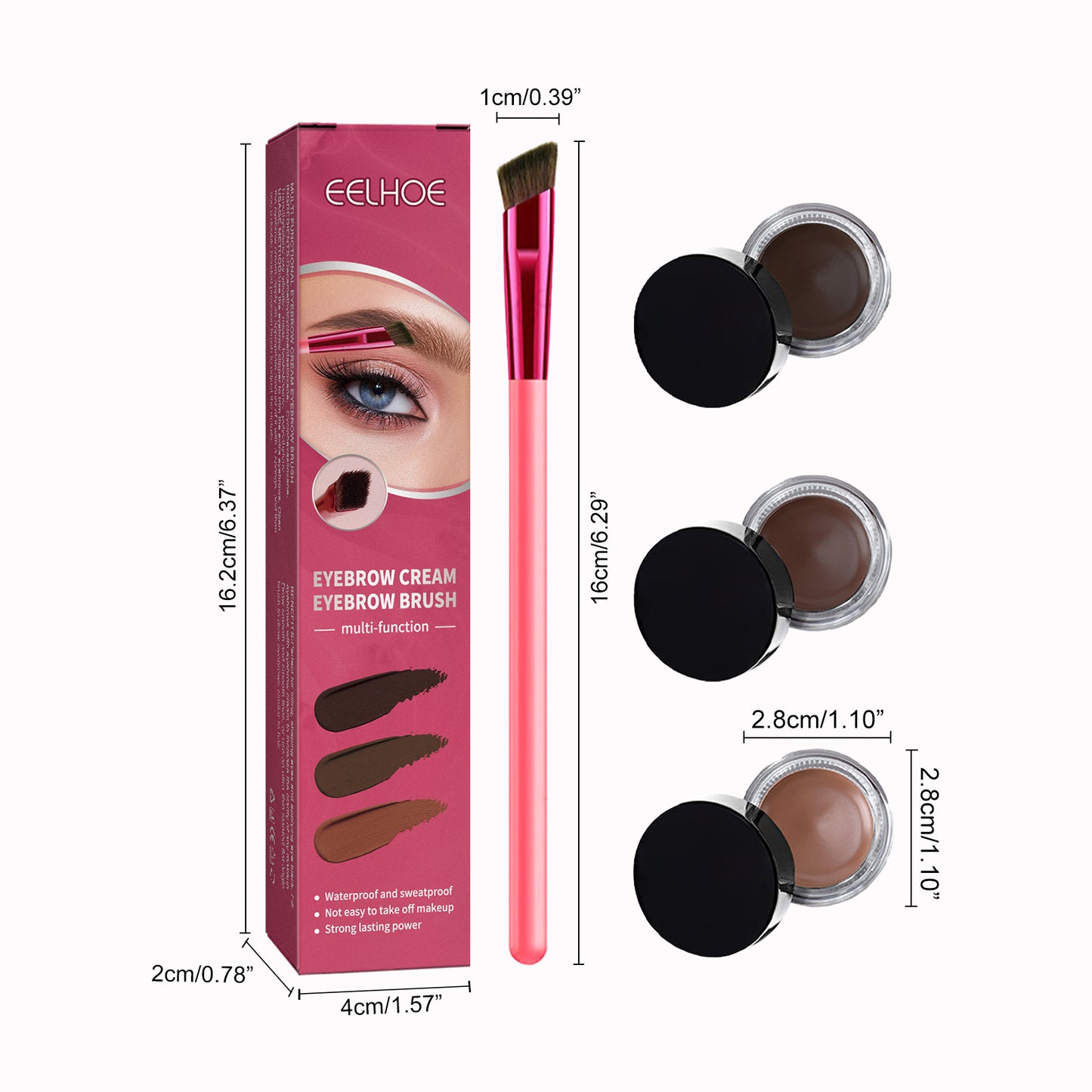 Ensemble de pinceaux à sourcils multifonctionnels EELHOE pour remplir, façonner et colorer le kit de maquillage des sourcils lisses