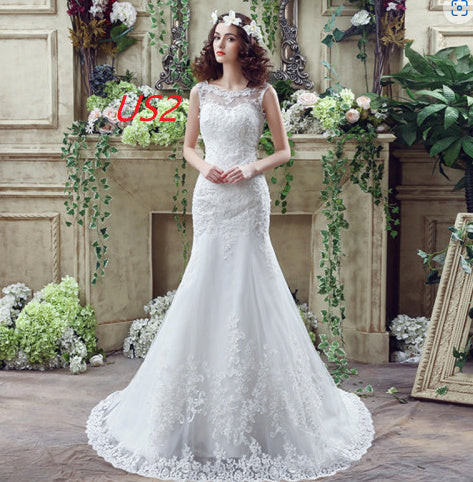 Bride Trailing Wedding Dress sexy Lace Mermaid Wedding DressW